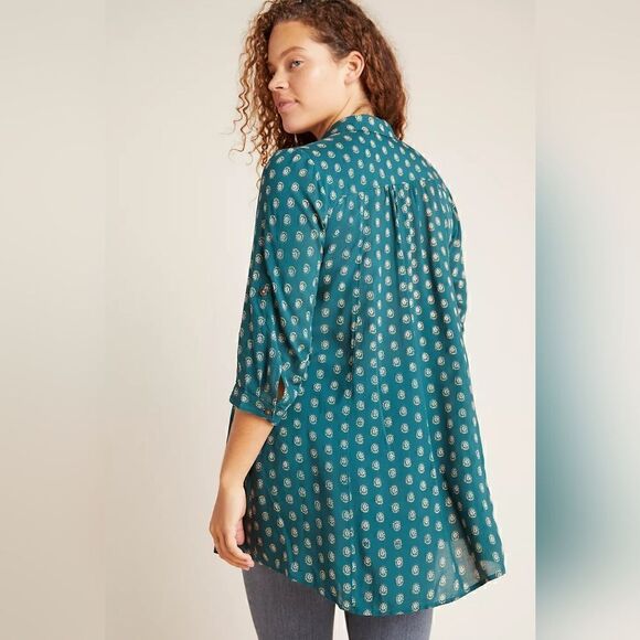 Maeve Buttondown Tunic Top XS Prairiecore Preppy Academia Lagenlook Boho Playful - Picture 6 of 15